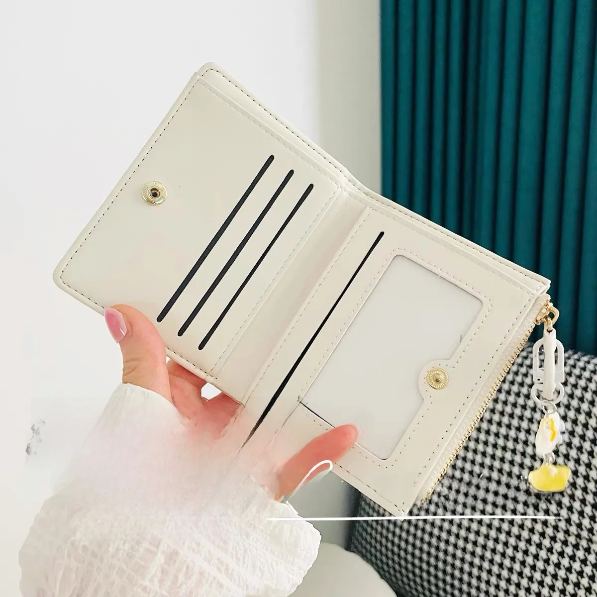 

Women's Wallet 2025 New Small Design Multi-Card Position Cact ature ort Zipper Coin Purse Inteated Design