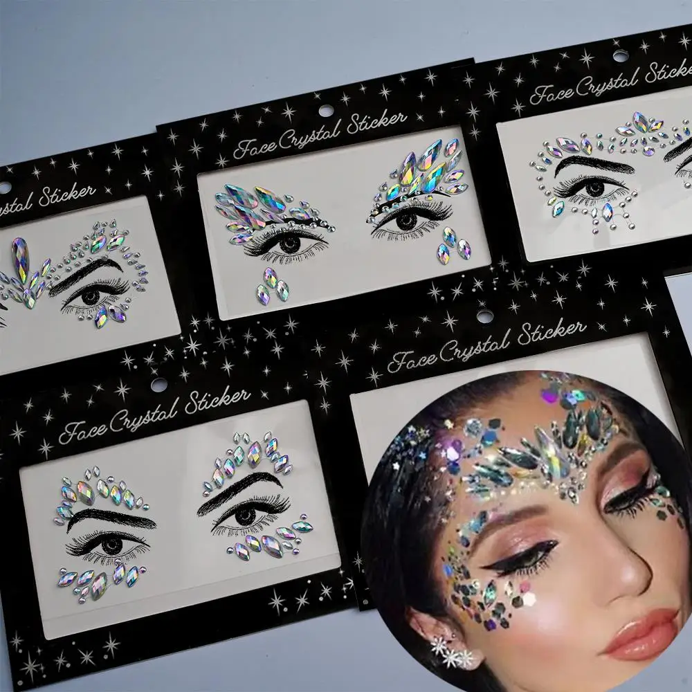 

1Pcs 3D Rhinestones Face Tattoo Sticker Glitter Crystal Gems Temporary Tattoos for Festival Party Makeup Body Diamond Decoration