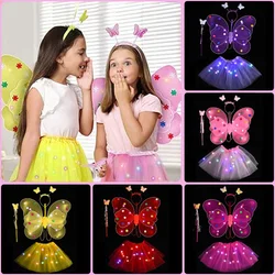 LED Fairy Skirt cute kid dance costume Glowing Angel butterflies wings for girls Children's Stage Light up Costume
