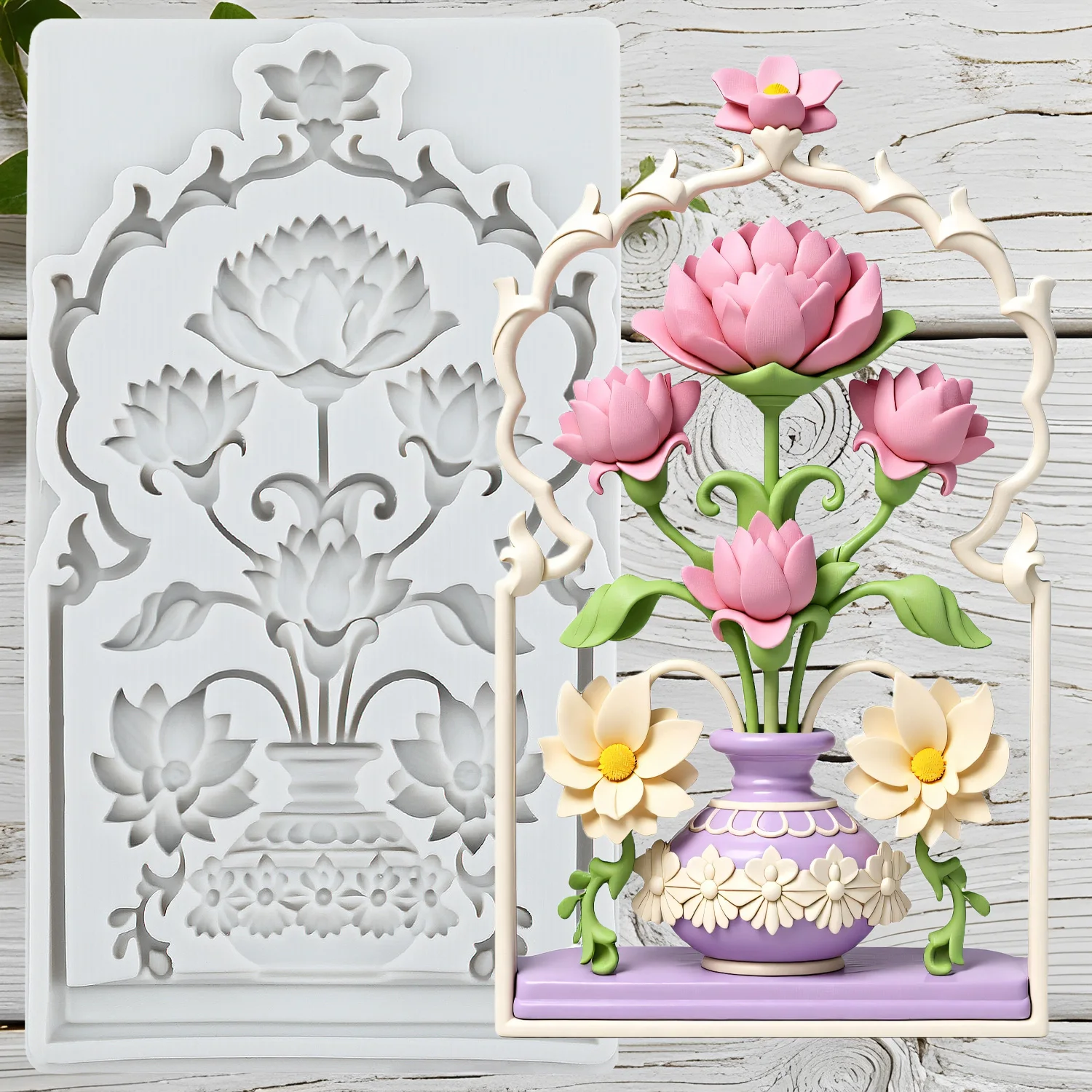Lotus Flower Silicone Mold Lotus Fondant Cake Decorating Tools Cupcake Topper Candy Sugar Craft Gum Paste Polymer Clay