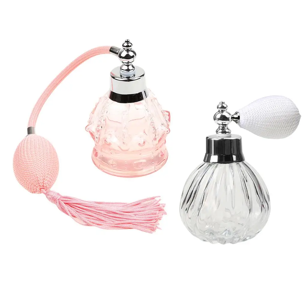 2x 100ml Perfume Fragrance Pump Bottle Vintage Style Travel Scent Atomizer