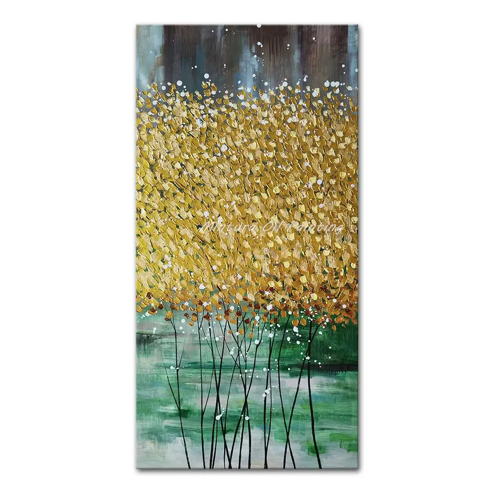 

Mintura Large Size Handmade Artwork Handpainted Oil Painting on Canva Many Blooming Flowers Home Decoration Hotel Decor Wall Art