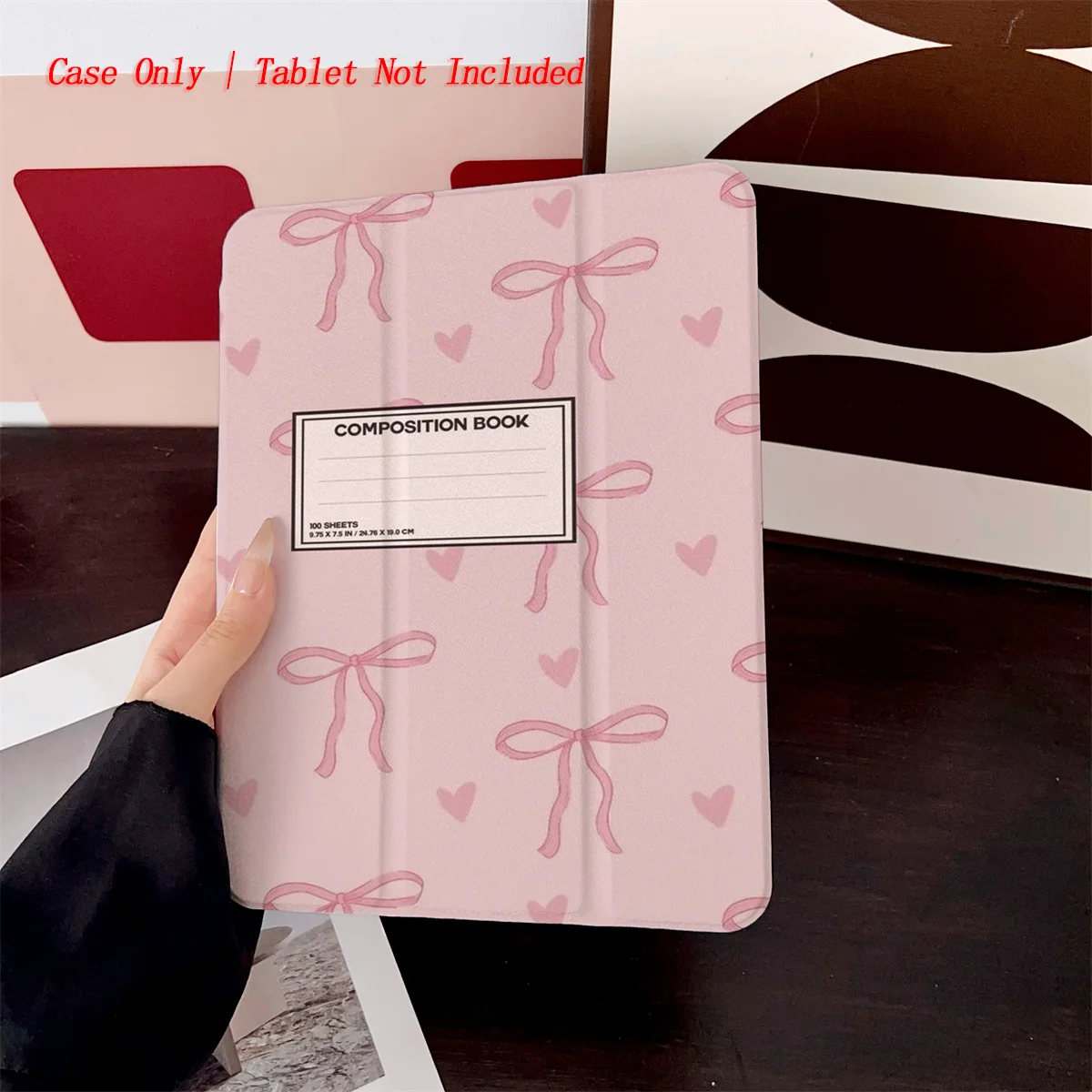 

Adorable Pastel Pink Bows & Pink Hearts Print iPad Case For Apple iPad Pro 12.9 Air 3 Mini 5 9th Gen Slim Anti-Scratch Cover