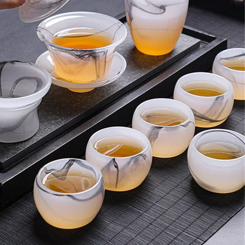 Tea set light luxury high-end glazed high-end gift box office kung fu tea set teacup
