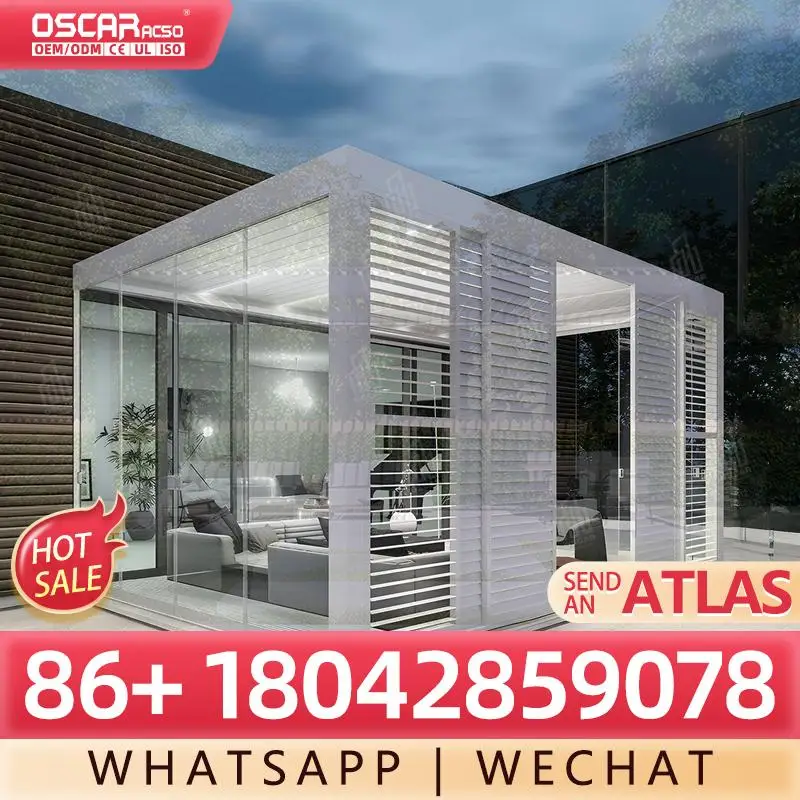 3X3m 3X4m Bioclimatic Manual Louvered Aluminium Pergola Outdoor Garden Waterproof Exterior Structures Shading for Patios Backyar