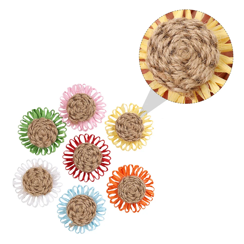

7pcs Handmade Hemp Rope Daisy Christmas Decoration Diy Rustic Flower Accessories Exquisite Decor For Home Party