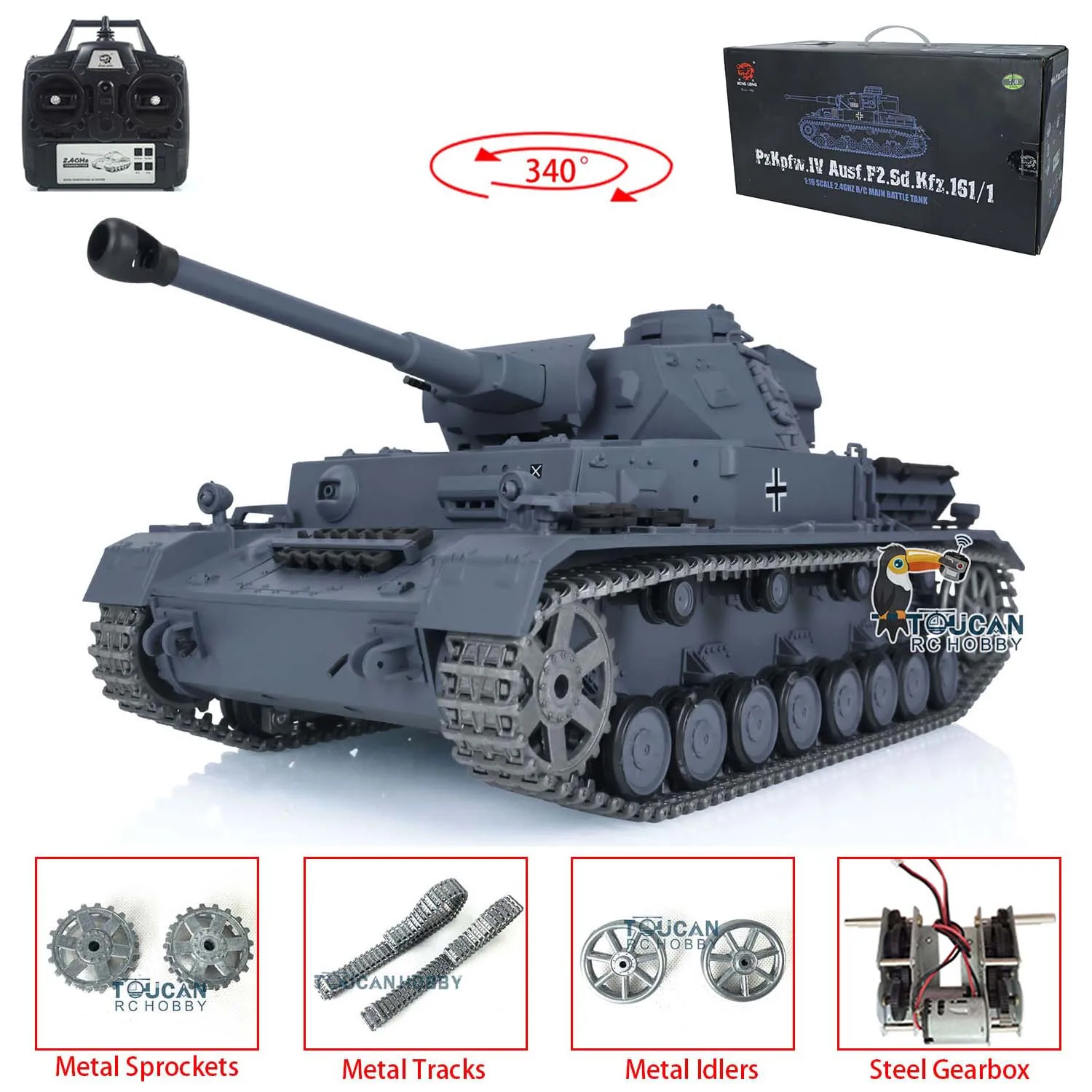 Toys Heng Long 1/16 7.0 German Panzer IV F2 Updated Version RC Tank 3859 Metal Tracks BBs Shoot Armored Battle Vehicle TH17398