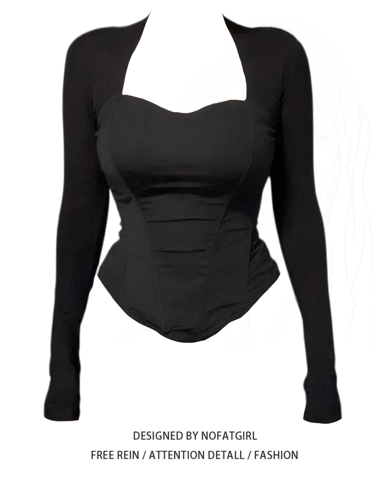 

Женская облегающая футболка большого размера с квадратным вырезом, универсальная базовая модель для осени