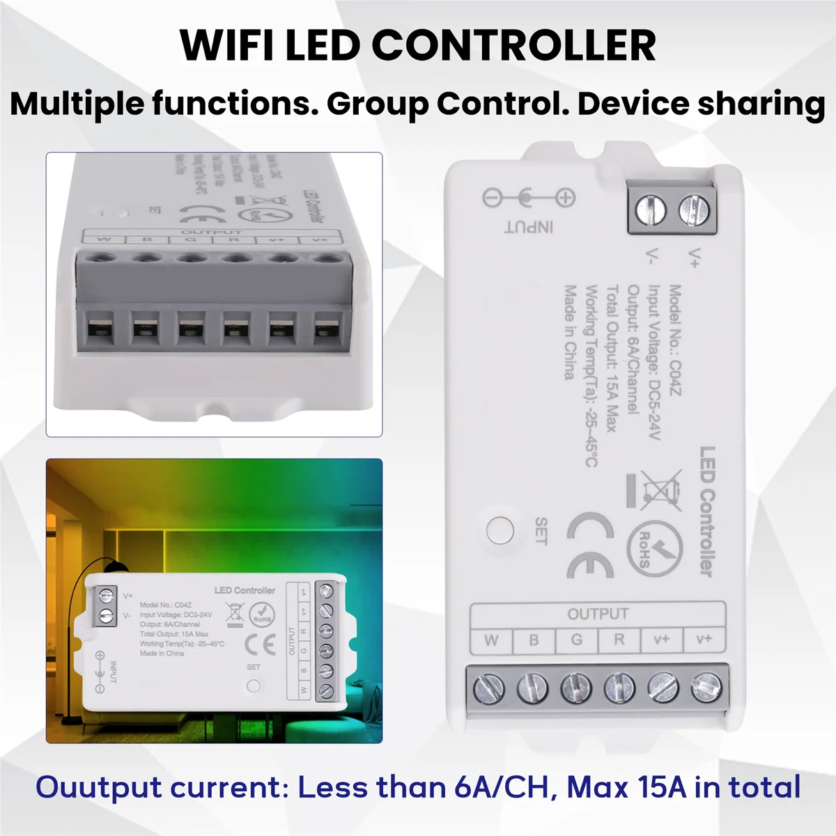 Zigbee 3.0 WiFi LED Controller, แถบ RGBW 2.4GHz