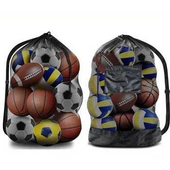 1 borsa per palline con coulisse per calcio, basket, tennis, pallavolo, borsa portaoggetti sportiva, spalla singola, facile da trasportare