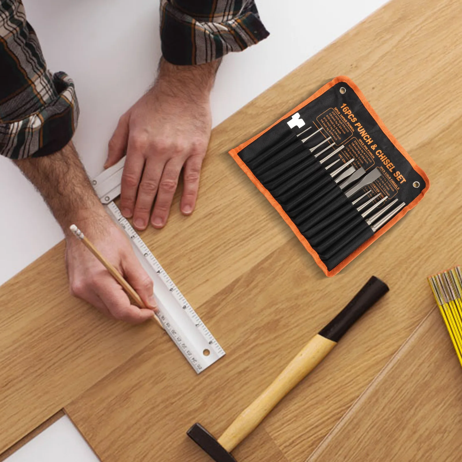 Metal Tools Chisel Set Workshop Tools 12 Pieces Brand New Hanging Eyelets Metal Material Multi-purpose Storage Solution