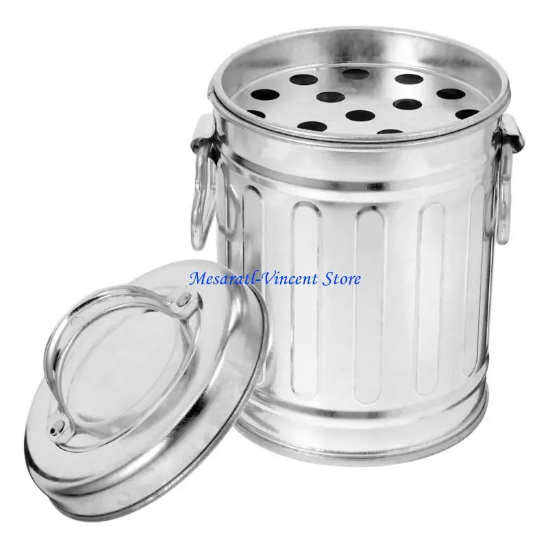 A70F Portable Metal Bucket Shaped Ashtray Desktop Trash Can for Car Windproof Design Easy to Clean Heat Resistant view 3