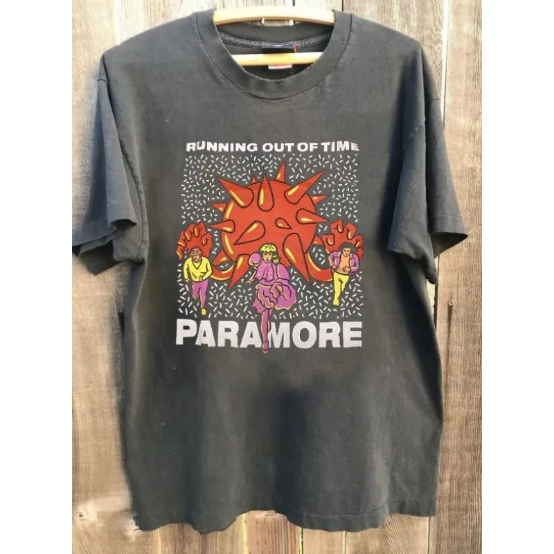 Paramore Merchandise Running Out Of Time Rare Charcoal Unisex Shirt Graphic T Shirts Harajuku