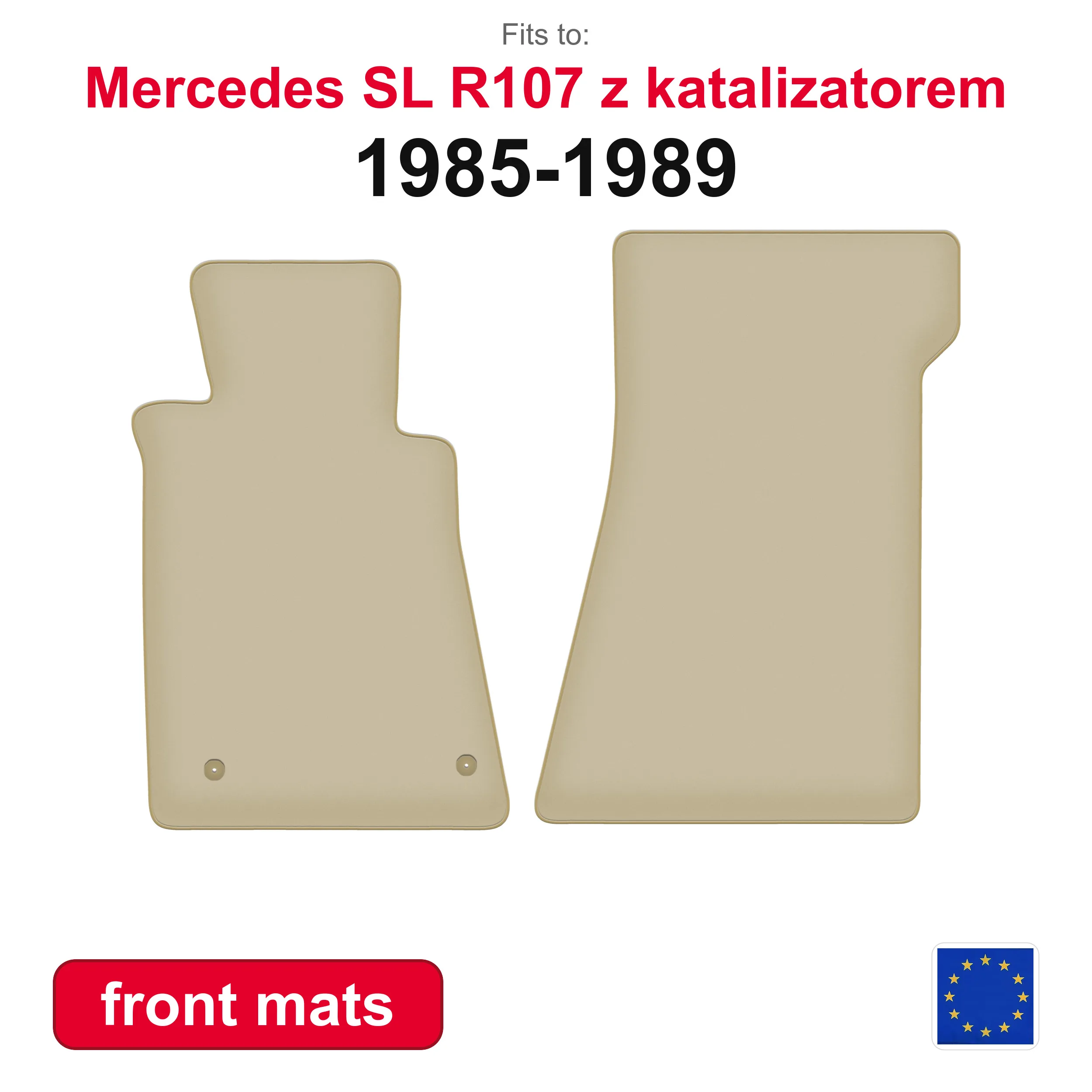 PREMIUM auto vloermatten voor Mercedes SL R107 met coupé katalysator, cabriolet (1985-1989) -beige (2 stuks) set voorste auto vloermatten