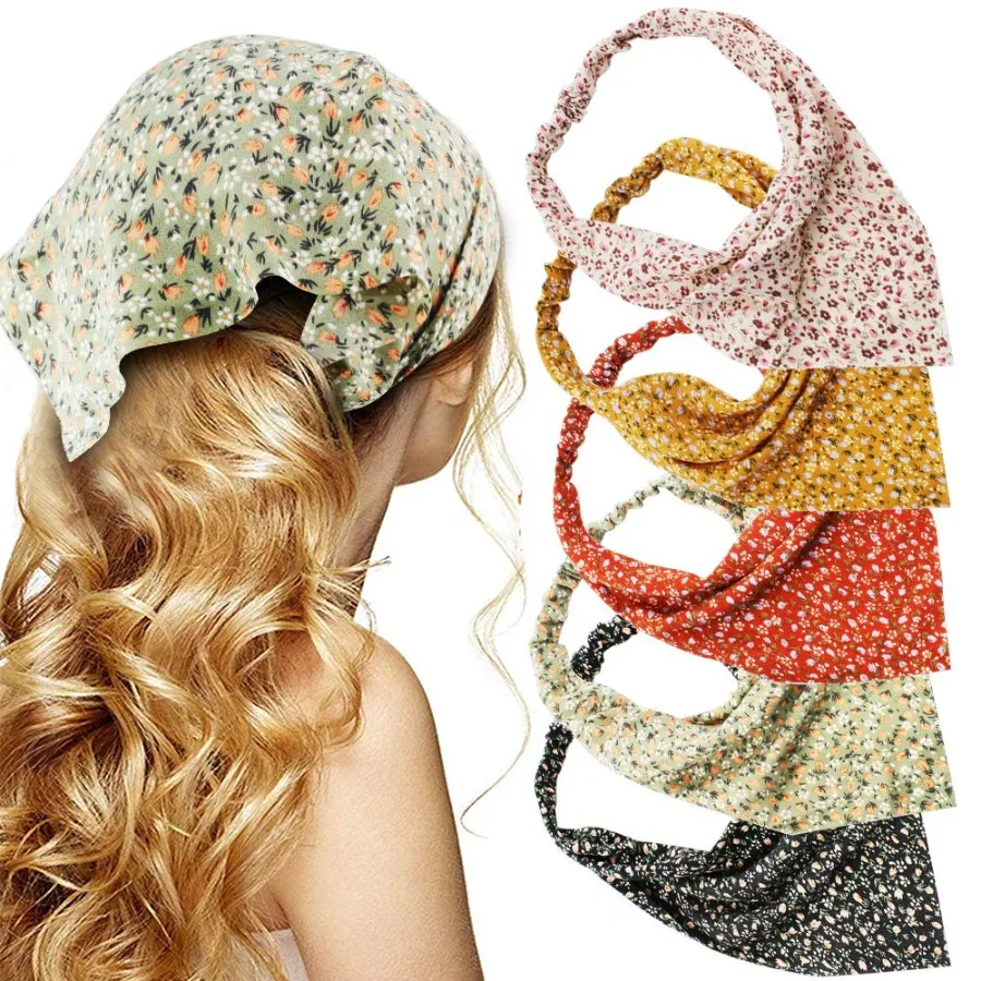 

Floral Hair Scarf Headband 5 Pcs Hair Bandanas Chiffon Boho Headbands for Women Elastic Head Bandana for Women Girls Hair Acces