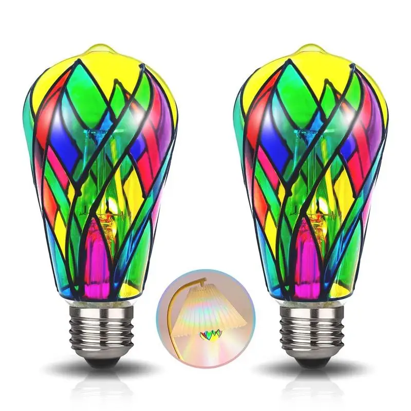 

LED Stained Glass Light Bulb LED Bulbs,4W E26 Base ST64 LED Colored Light Bulb Stained Glass Bulb,for Decoration,Party,Home