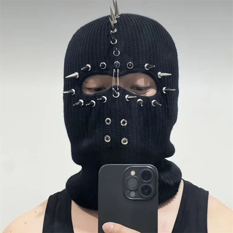 

Eccentric personality Balaclava hat Rivet spur decoration Cosplay Costume Hat for Women Men Adult Warm Winter Halloween Mask