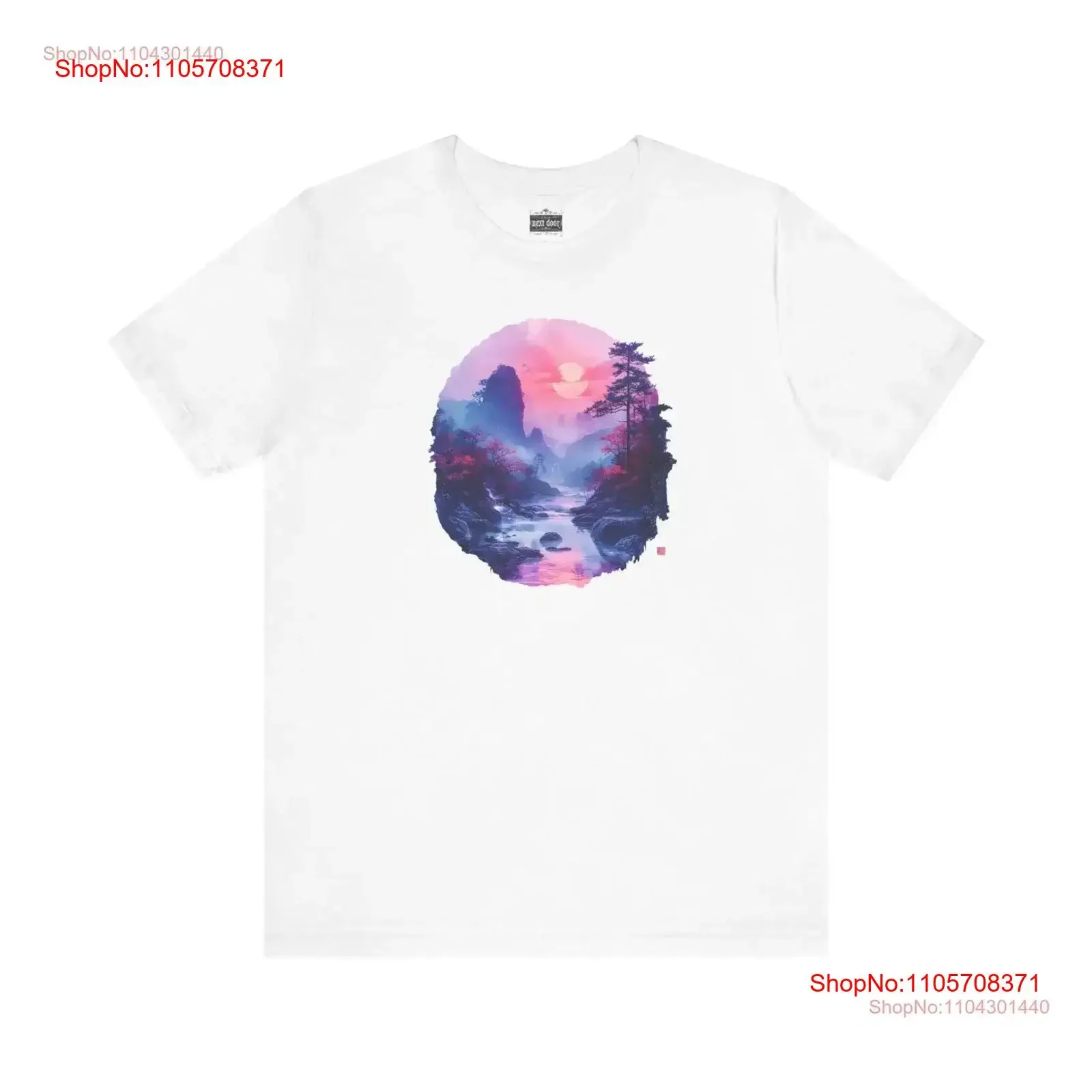 Jersey T Shirt Zen Landscape Asian Nature Scenery Tranquil Serenity Inspired Clothing vintage Washed Stretched Comfortable
