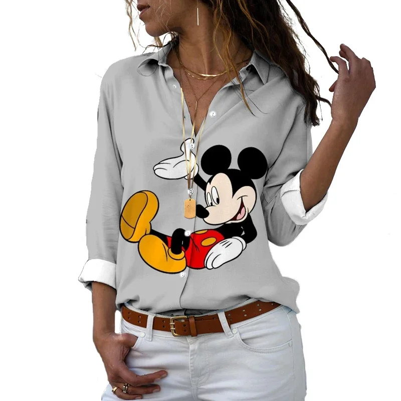 New Spring and Autumn Disney Brand Mickey and Minnie Anime 3D Printing Harajuku Style Cute Casual Tops Beach Cartoon Shirts 2022
