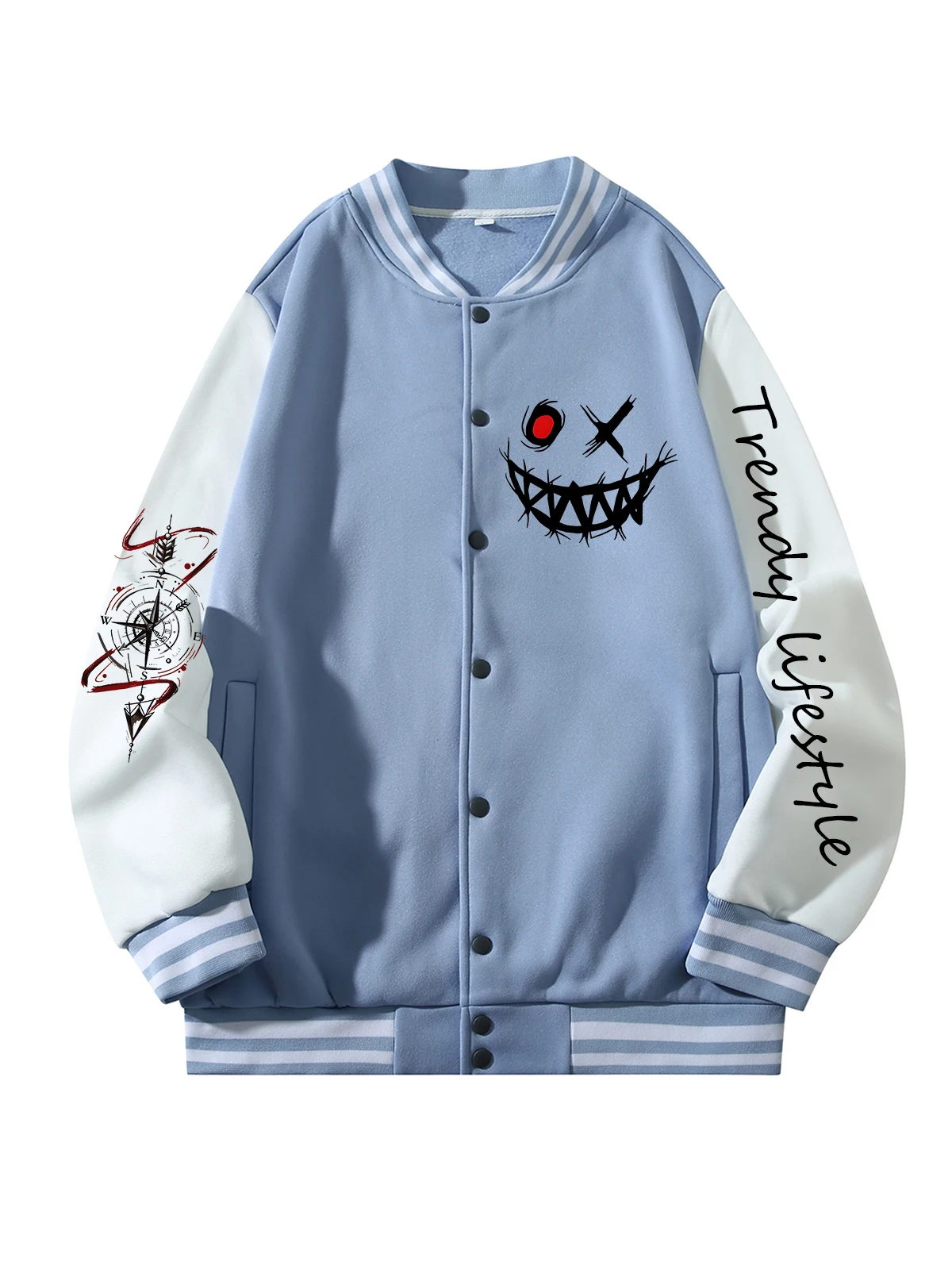 

Черная, синяя, зеленая куртка с двусторонним принтом, свободная бейсбольная куртка унисекс большого размера XS-XXL, уличное пальто, теплая флисовая мягкая куртка