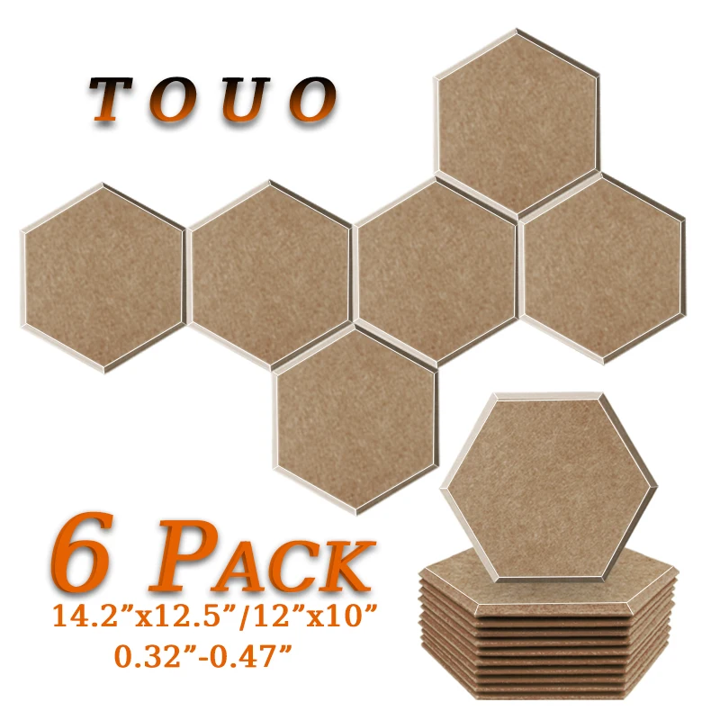 

TOUO Acoustic Insulation Flame Resistant Decorative Wall Panels 6 Pcs High Density Flame Resistant Sound-Absorbing Material