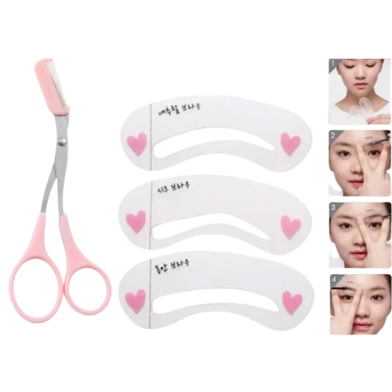 

Eye Brow Razor Eye Brow Trimmer Eyebrow Clipper Comb 6 Pcs Eyebrow Design Template Reusable Eyebrows Stencils Make-Up Templates