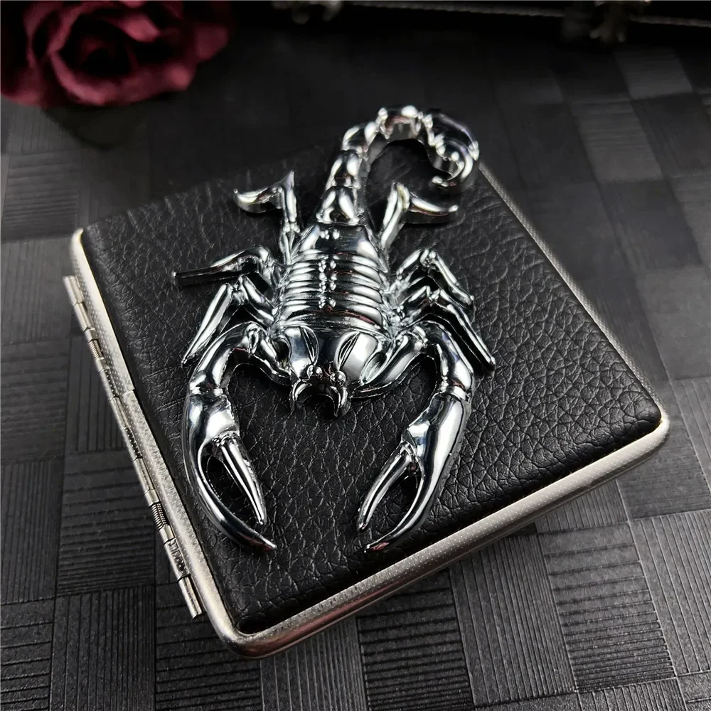 Metal Scorpion Leather 20pcs Cigarette Case Dark Style Lighter Gift Box Creative Personalised Automatic Cigarette Case