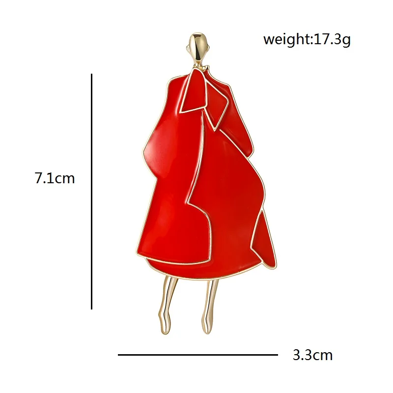 Wuli&baby Urocze broszki dla kobiet 2-kolorowa emalia Nowoczesna postać dziewczyny Impreza Biuro Broszka Szpilki Prezenty