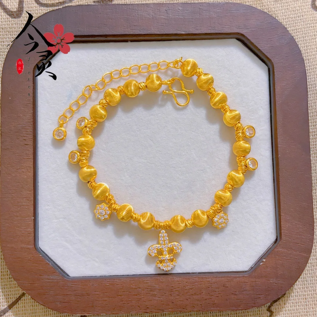 Goddess Temperament Iris Bracelet Women 24K Gold AU999 Crystal Cat Eye Laser, Elegant and Stylish