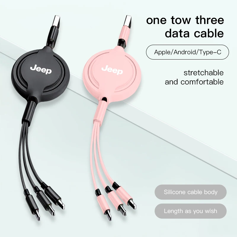 كابل بيانات شحن داخلي للسيارة قابل للتطوير 3 في 1 شاحن هاتف لسيارة جيب رينيجيد كومباس جراند شيروكي رانجلر باتريوت روبيكون #1