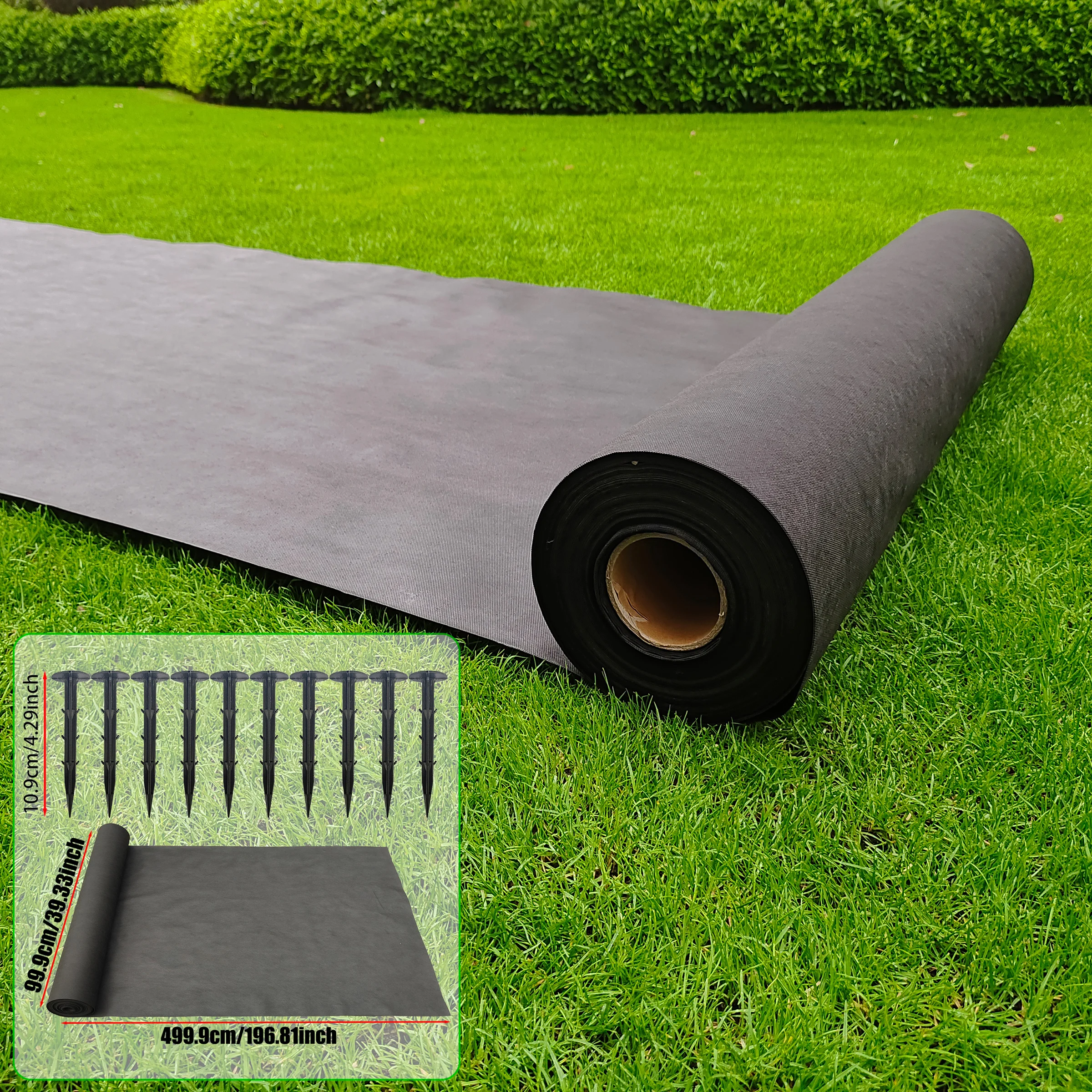 High Strength Black Grass Proof Cloth, 1m Wide, Comes With 10 Ground Nails, Suitable For Vegetable, Fruit, Garden Weed Barriers