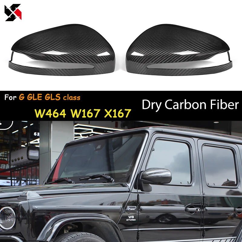 

for Mercedes G GLE GLS Class W464 W167 X167 2019-IN Dry Carbon Fiber Car Side Wing Mirror Cover Caps Replacement OEM style 2 Pcs