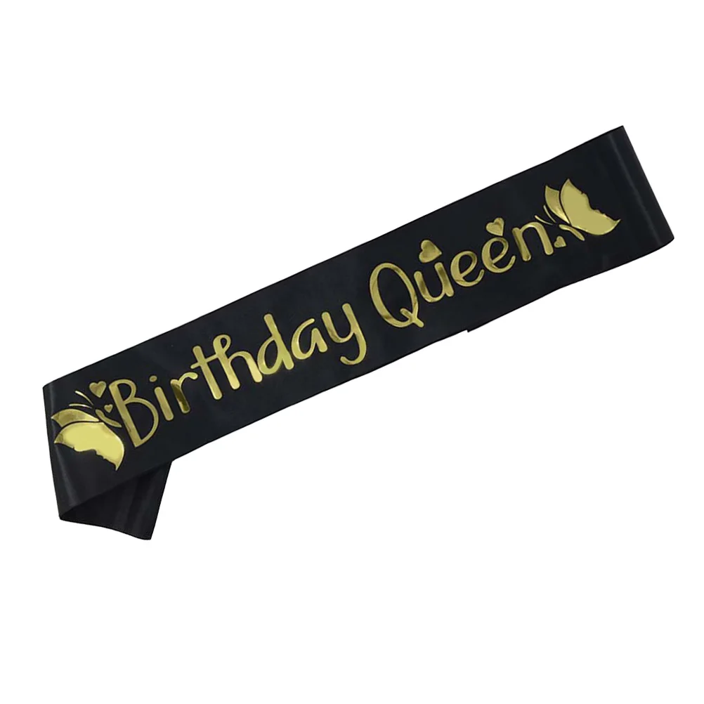 

Birthday Party Sash Glitter BIRTHDAY QUEEN Letters One Size Fits Girls Special Occasion Accessories Satin Sashes Women