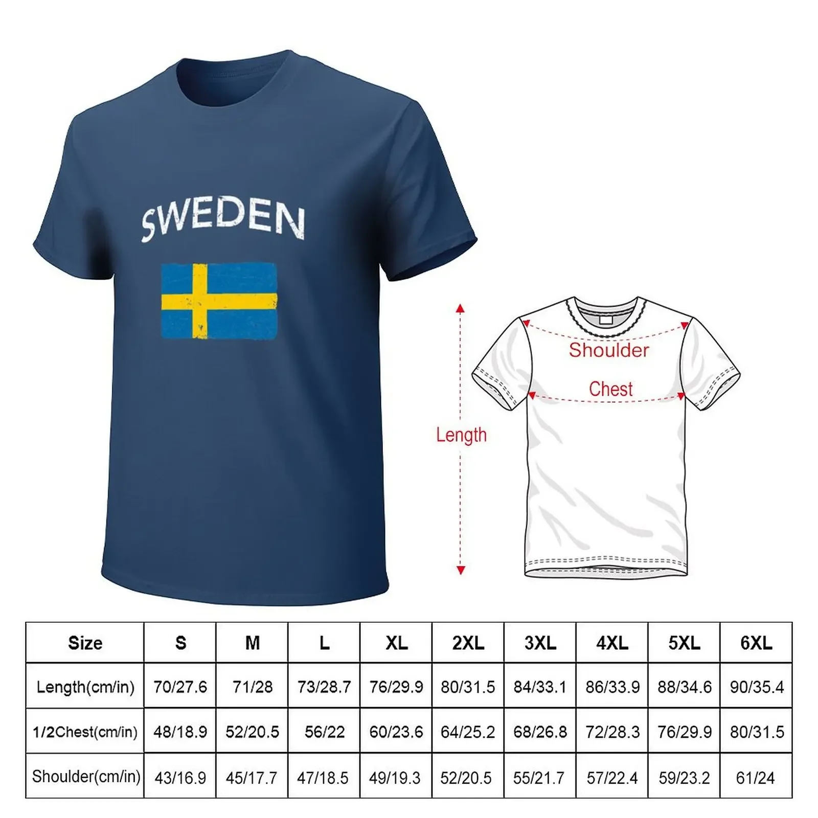 Sweden Flag T-shirt blacks aesthetic clothes t shirt for men