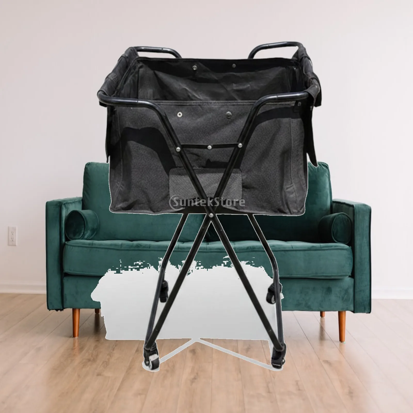 Foldable Ball Collection Cart Large Capacity Rolling Ball Cart with Wheels Equipment Lightweight Long-Lasting for Coaches