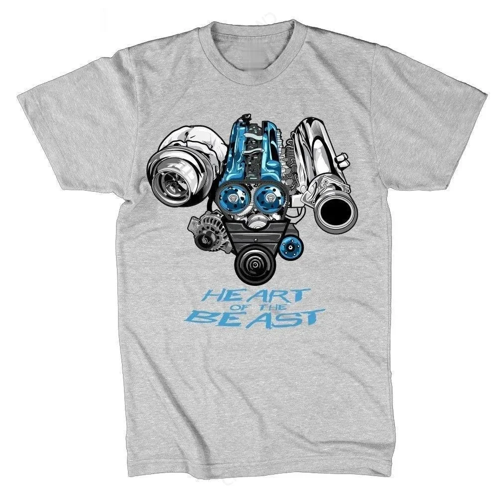 Japanese car 2JZ engine turbocharged tuning JDM T-shirt. Summer cotton short sleeve o collar men's T-shirt new fashion brand