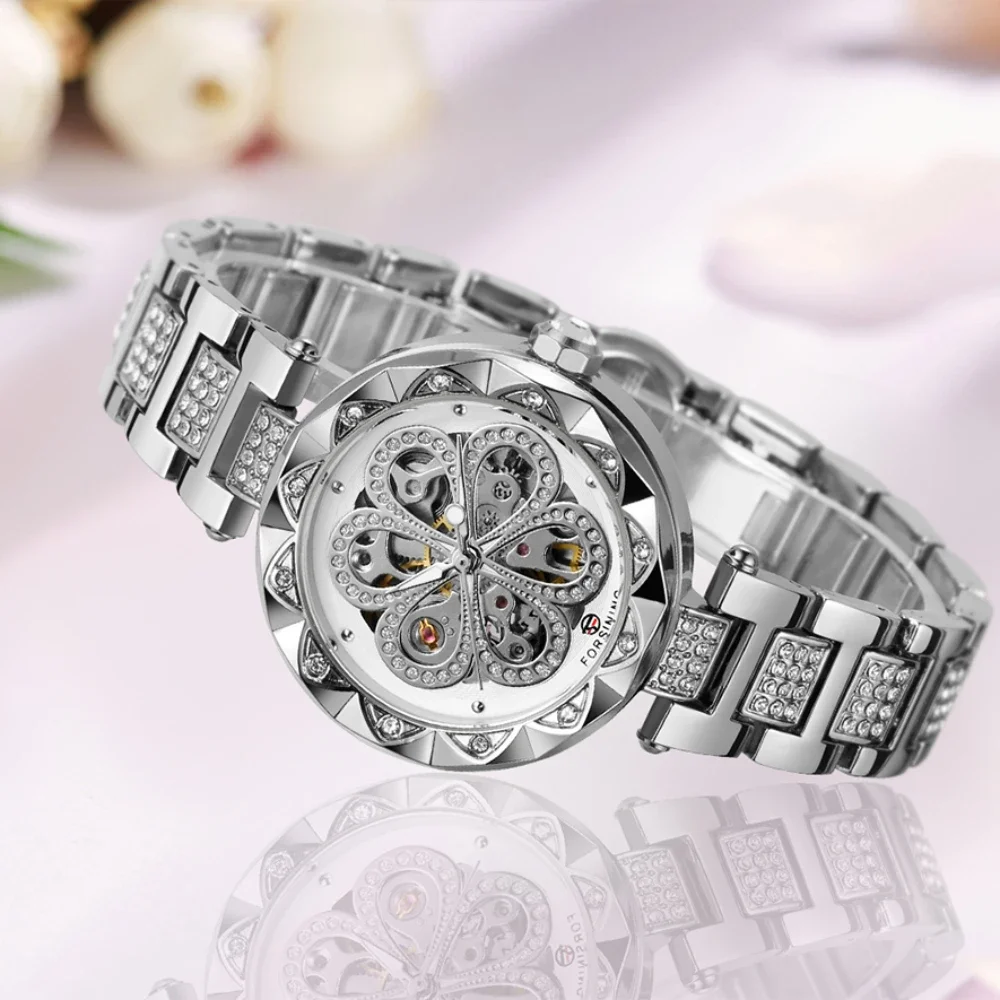

Forsining модные женские часы лучший бренд с бриллиантами женские наручные часы автоматические механические женские часы со светящимися стрелками подарок