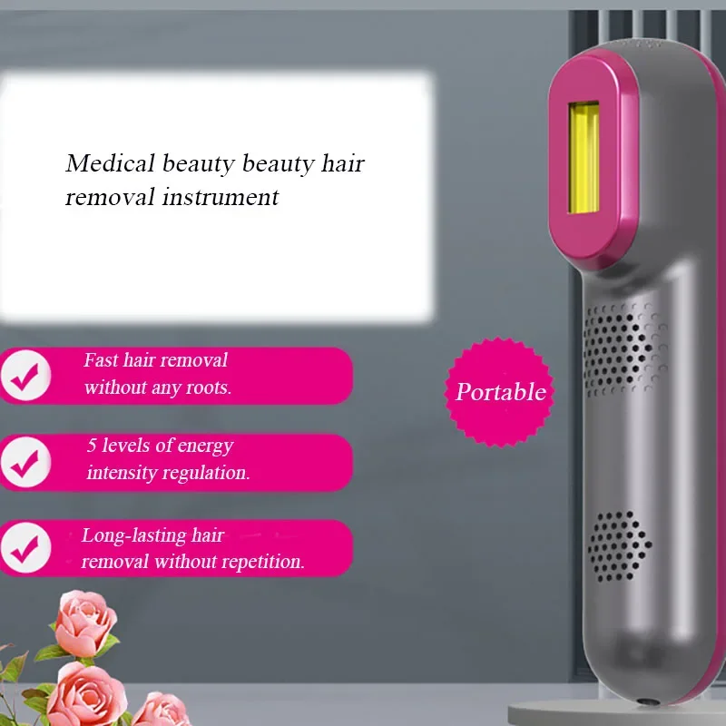 Фотоническое устройство для удаления волос с точкой льда, мини-портативный 5-скоростной безболезненный ледяной интенсивный импульсный светотерапевтический аппарат