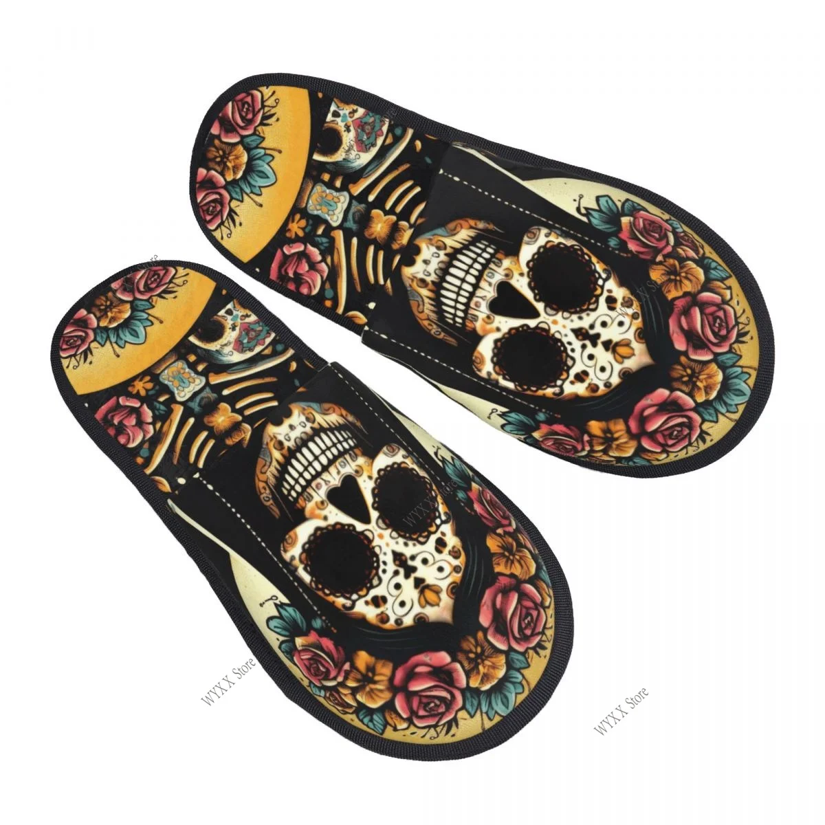 Mexican Catrina Girl Day Of The Dead Sugar Skull Slipper For Women Men Fluffy Winter Warm Slippers Indoor Slippers