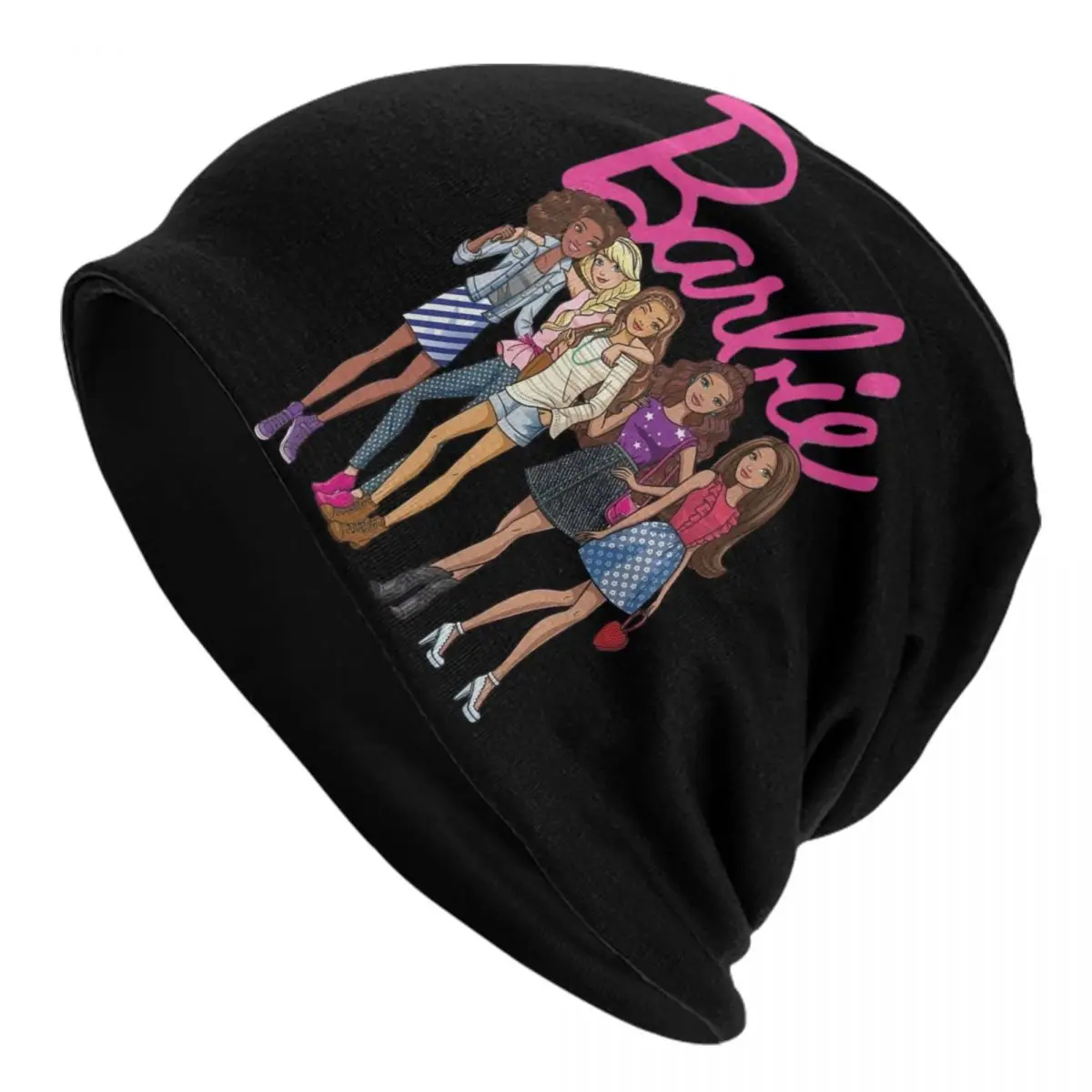 Custom Barbie Cartoon Petal Graphic Skullies Beanies Caps  Winter Warm Knitting Hat  Street Adult Bonnet Hats Outdoor Ski Cap