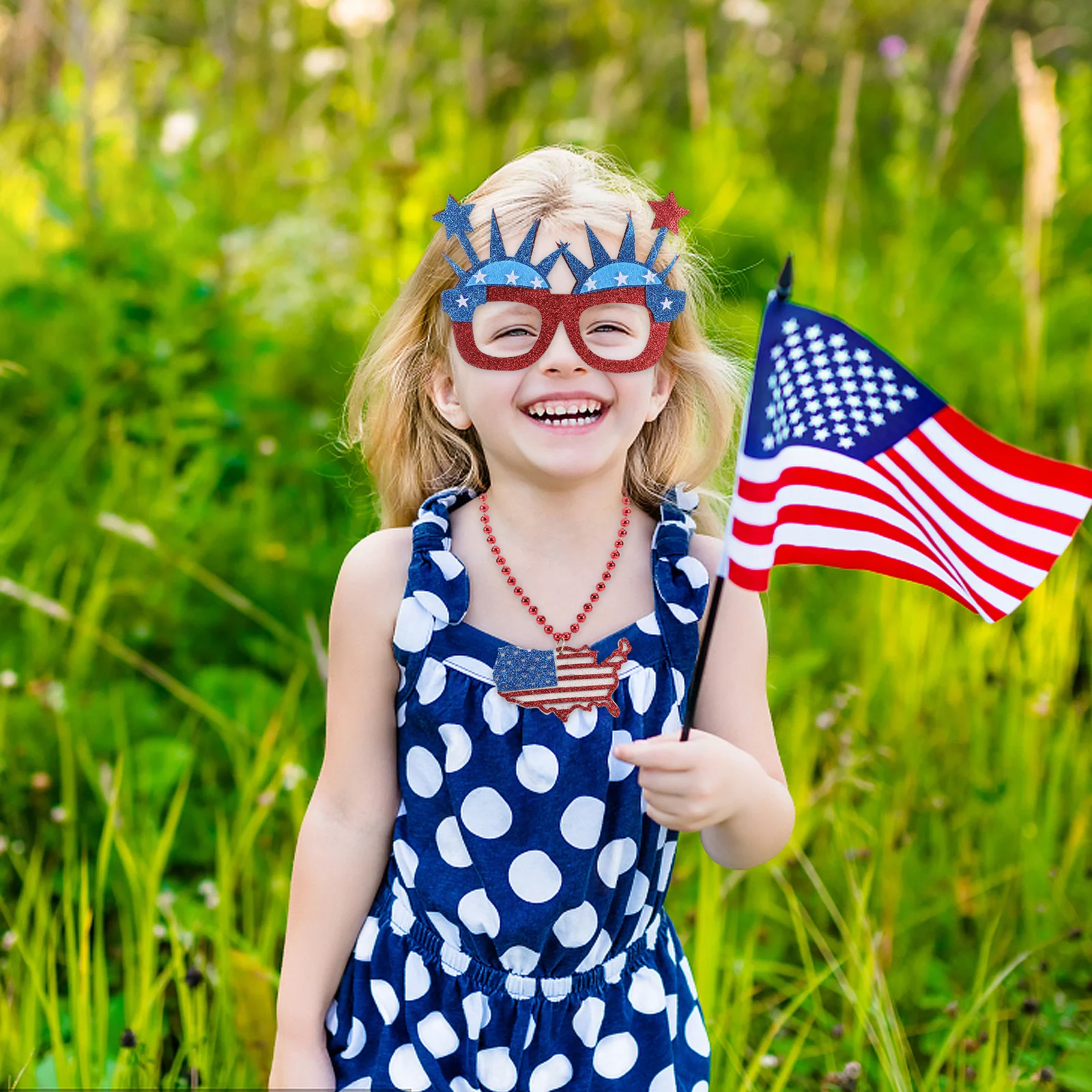 

3 Pcs Independence Day Party Decoration Necklace Accessory American Headband Headbands Top Hat Flag Glitter Cloth Costume Hats