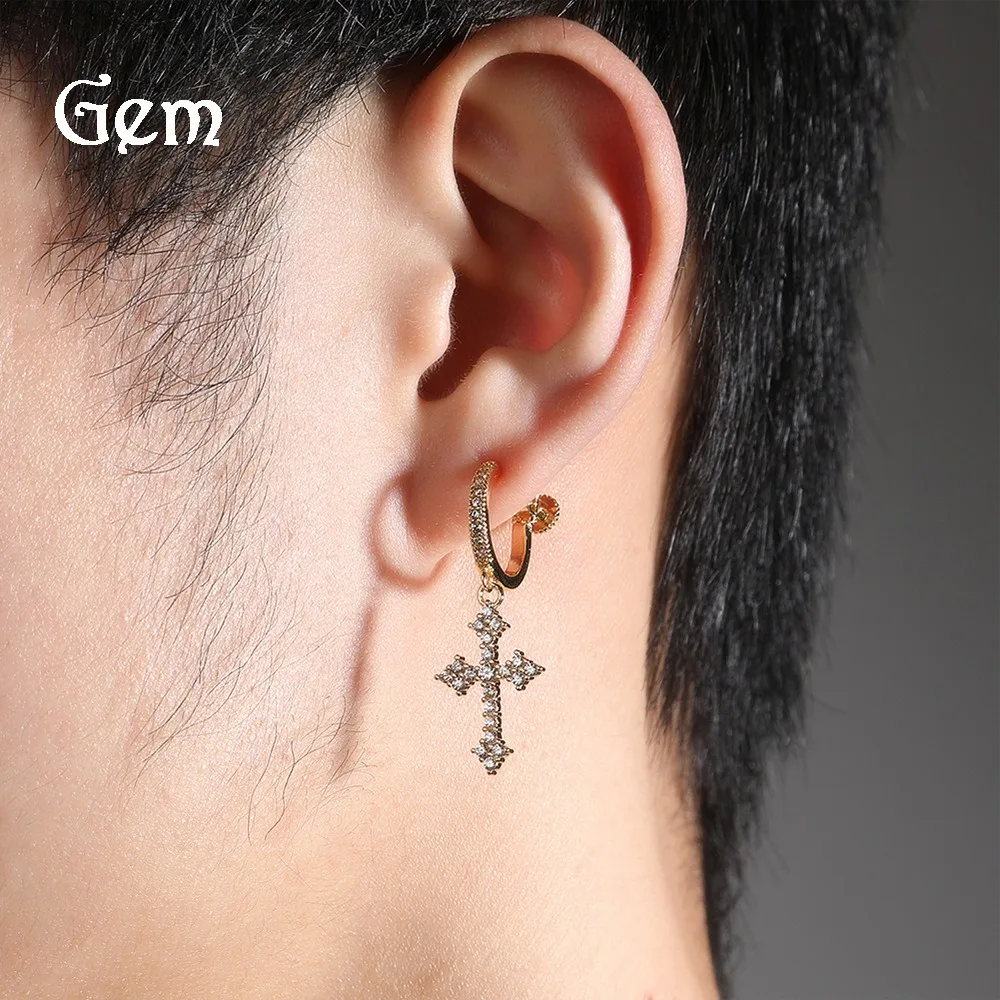 

Classic Cross Point-Drill Crystal Replaceable Exquisite White Color Earrings For Women Men Hiphop Party Jewelry Gifts