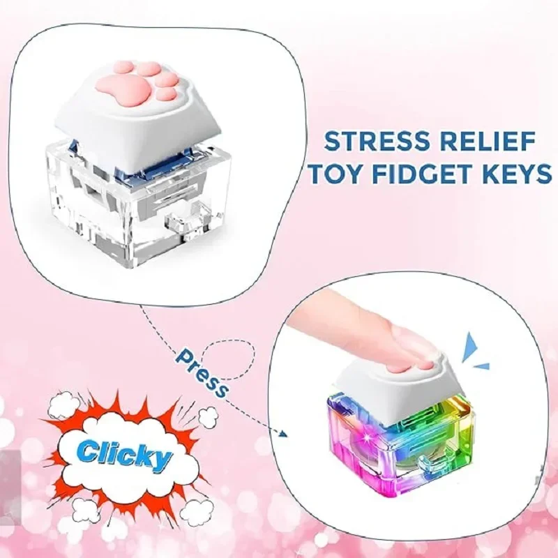 Keyboard Key Toy Stress Relief Fidget Button Keycap Clicker Fidget Keychain Keyboard Keychain Toys Finger Keyboard