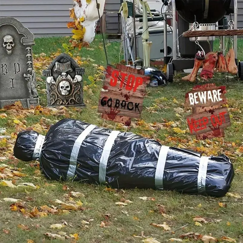 Dead Body Props 4.92 Inches Inflatable Body Bag Corpse Scary Decorations Creepy Fake Body In Bag For Haunted House Decor