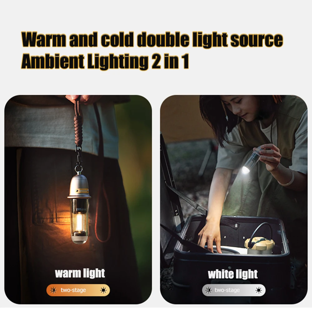 Naturehike Camping Light 2-in-1 Atmosphere Light Outdoor Equipment Hiking Ultralight Lamp IPX4 Waterproof Portable Type-C Charge