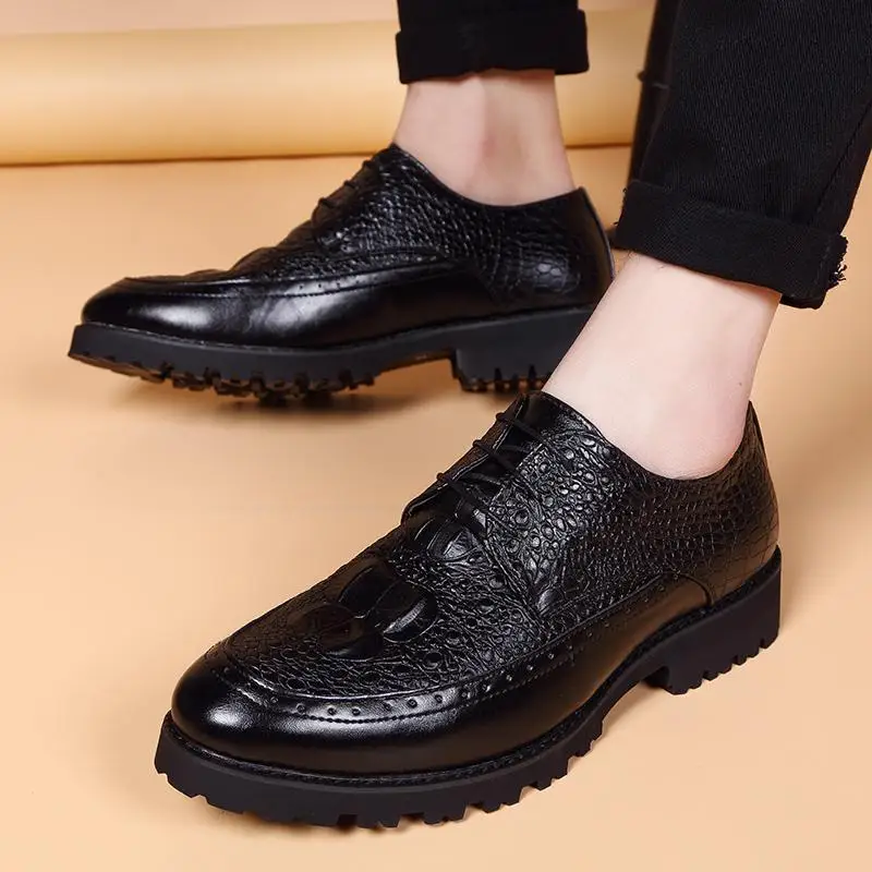 Luxury Men's Leather Shoes High Quality Men's Formal Wear Shoes Oxford Pointed Toe Wedding Work Shoes