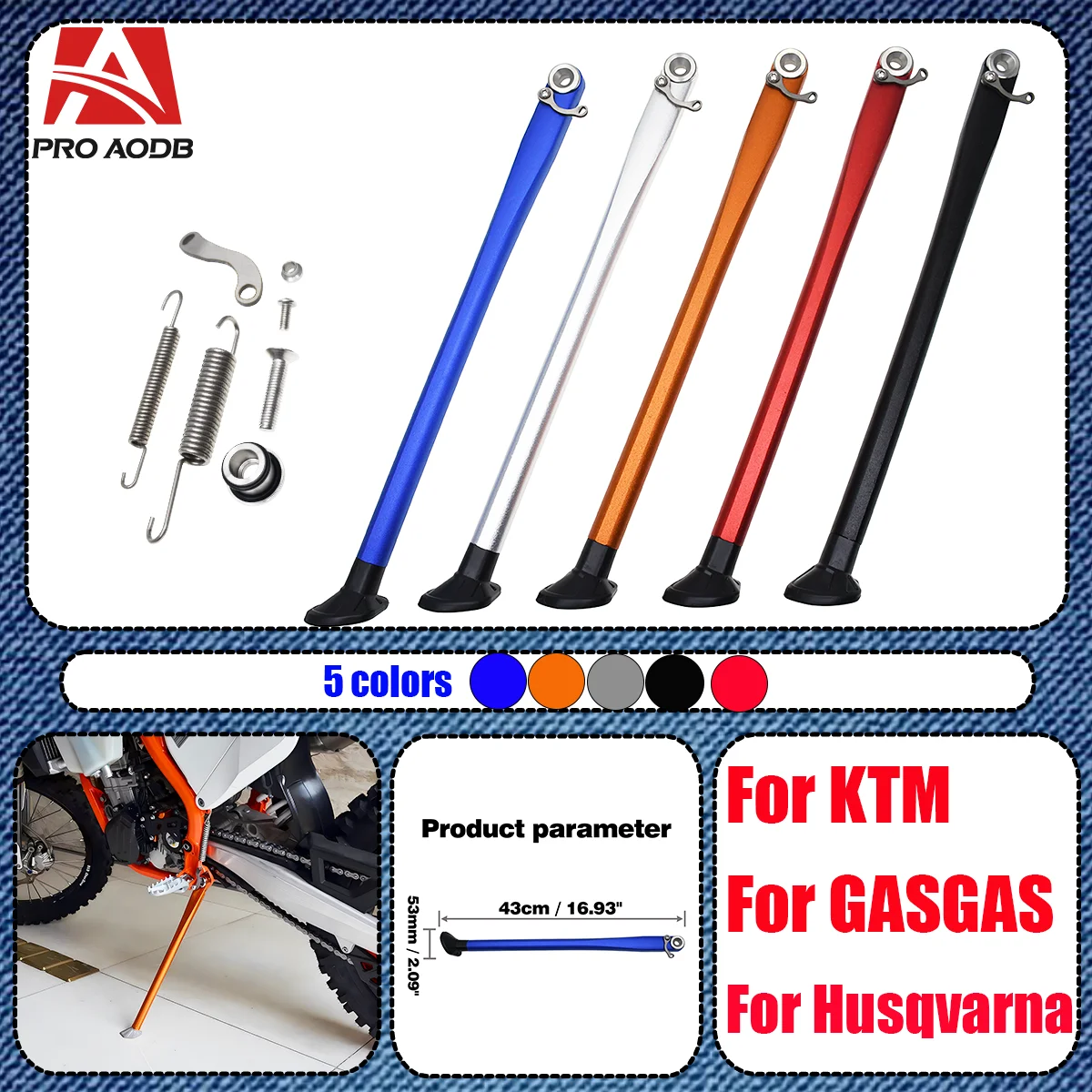 

Motorcycle Parking Side Stand Kickstand With Spring Kit For KTM 150 200 250 300 350 450 500 530 EXC XC XCF XCW XCFW Six days TPI