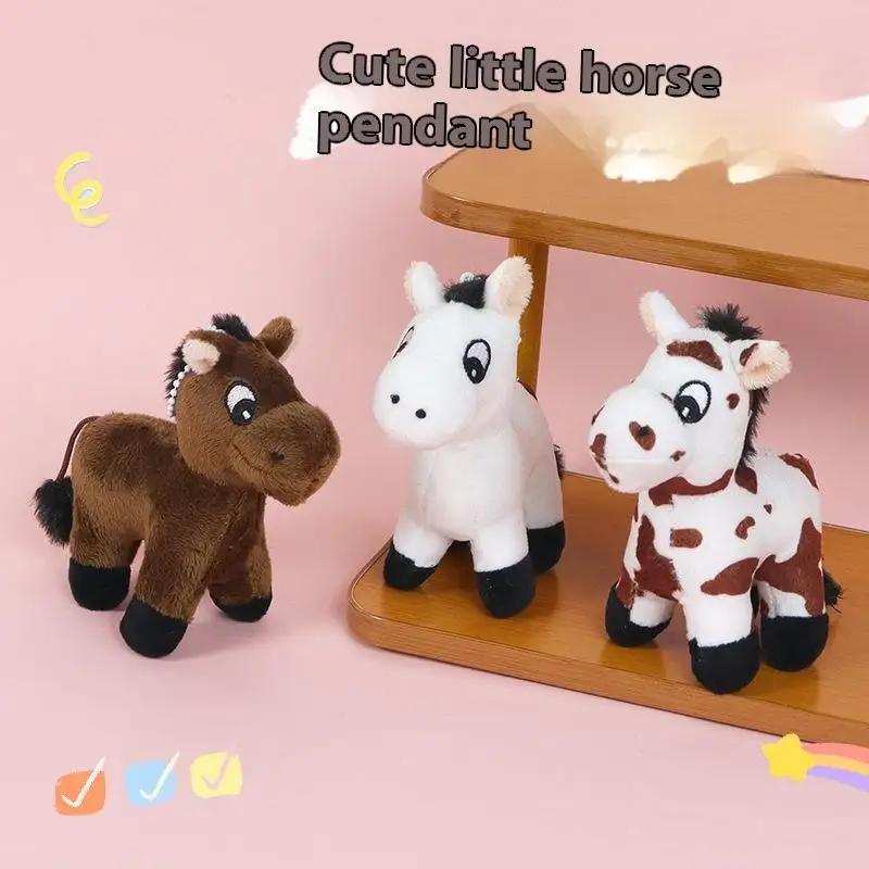 Simpatico cartone animato Pony Peluche Decorazione Portachiavi Ciondolo Kawaii Pony Ornamento Bambola di pezza Giocattoli Zaino Accessori pendenti Regali