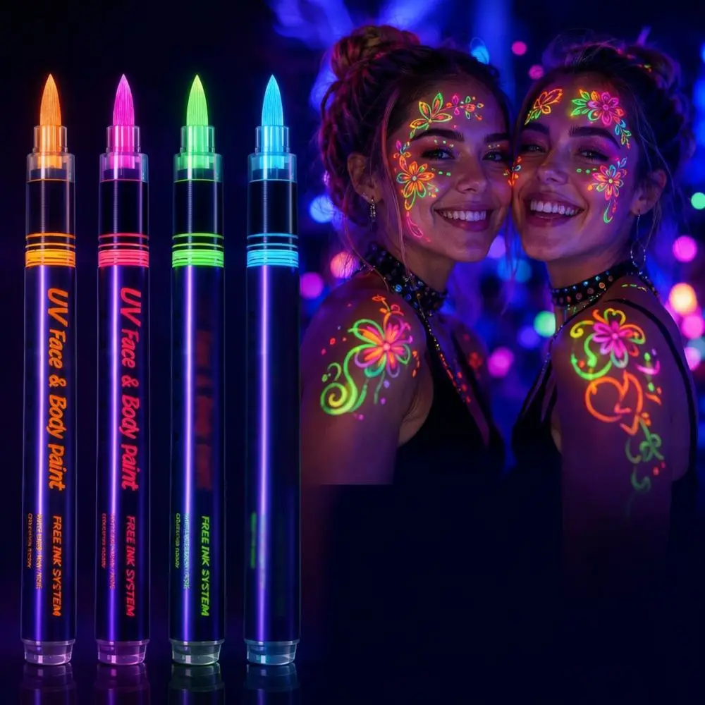 Neon Face Body Paint Markers Glow In The Dark For Party Makeup UV Light Art Drawing Pens Festival Cosmetic Supplies