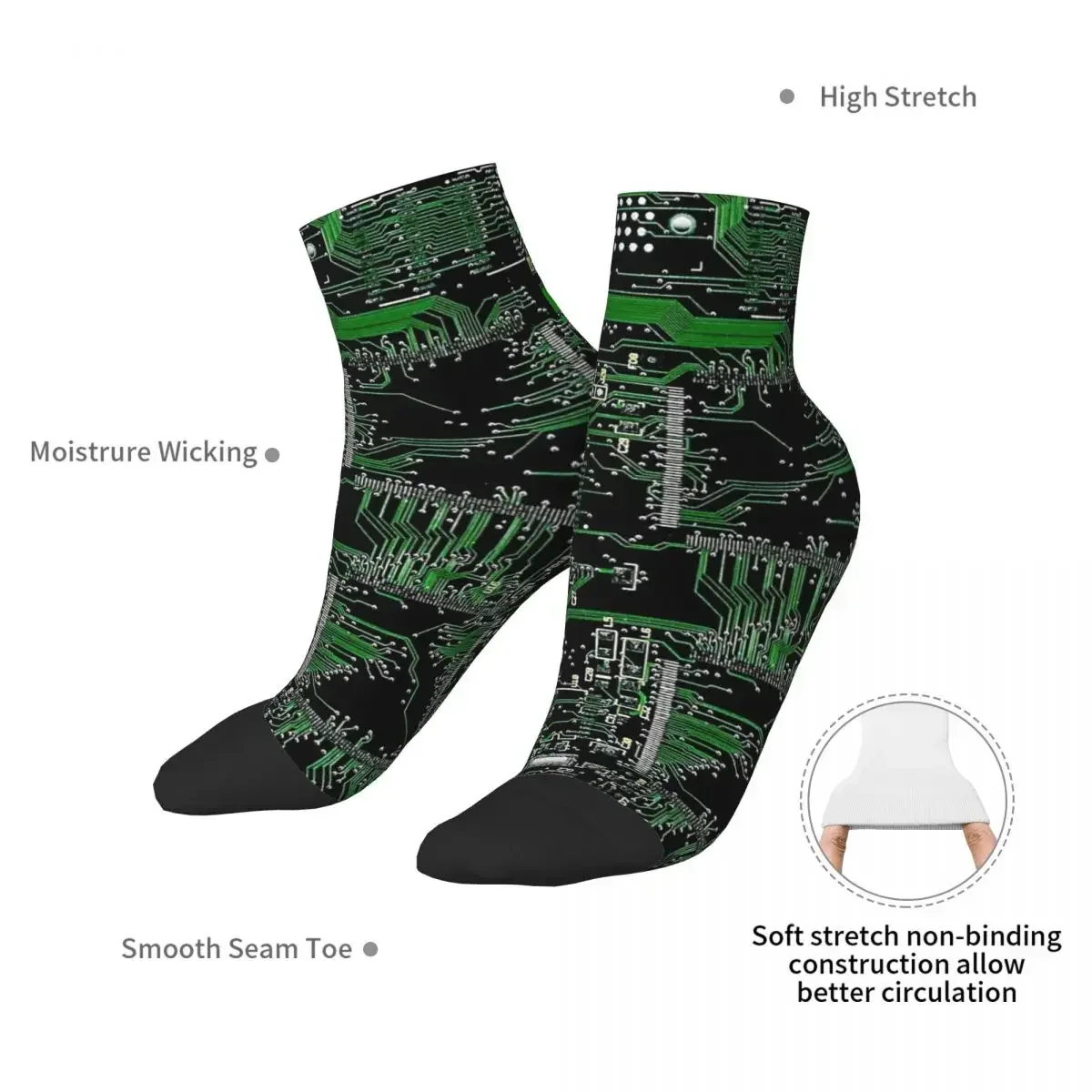 Calcetines verdes con placa de circuito, medias Harajuku de alta calidad, calcetines para todas las estaciones, accesorios para regalo de cumpleaños para hombre y mujer